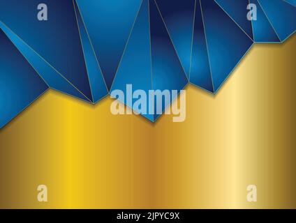 Abstract blue and bronze color polygonal background. Vector geometric technology design Stock Vector