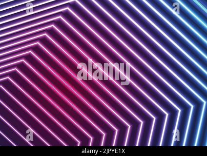 Blue and ultraviolet neon laser beam lines abstract background. Vector fluorescent iridescent design Stock Vector