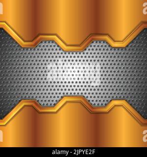 Bronze and grey metal tech perforated abstract background. Vector design Stock Vector