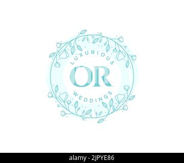 OR Initials letter Wedding monogram logos template, hand drawn modern minimalistic and floral templates for Invitation cards, Save the Date, elegant Stock Vector