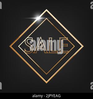 Sale golden text. Sale vector lettering of gold on black background. Stock Vector