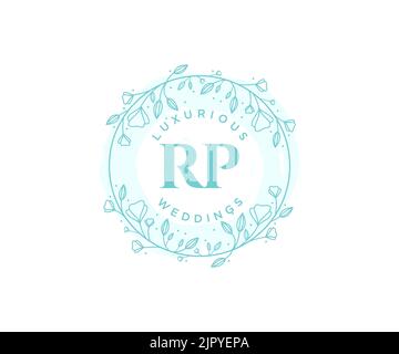 RP Initials letter Wedding monogram logos template, hand drawn modern minimalistic and floral templates for Invitation cards, Save the Date, elegant Stock Vector