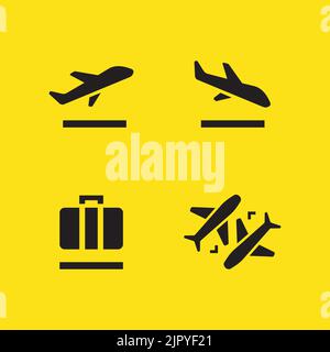 Airport icons set, departures, arrivals, baggage, transfer. vector Stock Vector