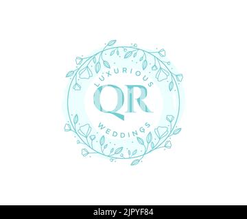 QR Initials letter Wedding monogram logos template, hand drawn modern minimalistic and floral templates for Invitation cards, Save the Date, elegant Stock Vector