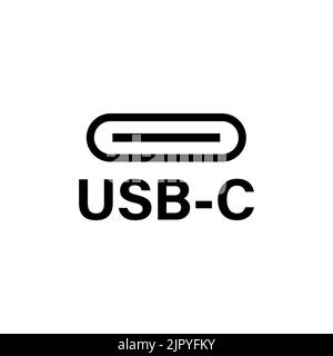 USB Type C or USB 4 connector cable icon vector. Stock Vector