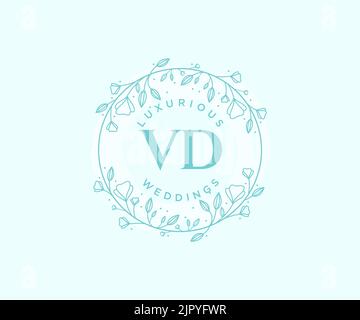 VD Initials letter Wedding monogram logos template, hand drawn modern ...
