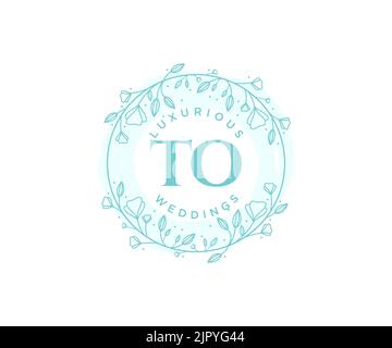 TO Initials letter Wedding monogram logos template, hand drawn modern minimalistic and floral templates for Invitation cards, Save the Date, elegant Stock Vector