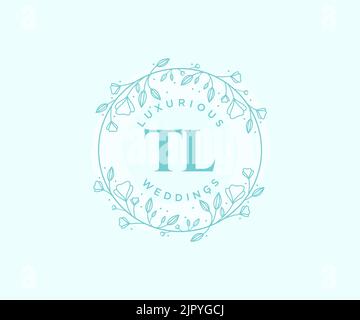 TL Initials letter Wedding monogram logos template, hand drawn modern minimalistic and floral templates for Invitation cards, Save the Date, elegant Stock Vector