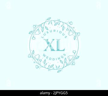 XLnitials letter Wedding monogram logos template, hand drawn modern minimalistic and floral templates for Invitation cards, Save the Date, elegant Stock Vector