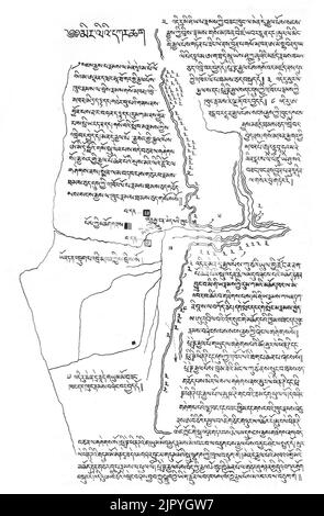 Tibetan map of the Kizil Caves (13th entury CE) Stock Photo