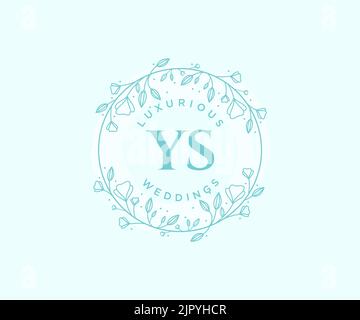 YS Initials letter Wedding monogram logos template, hand drawn modern minimalistic and floral templates for Invitation cards, Save the Date, elegant Stock Vector