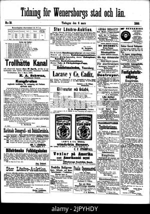 Tidning för Wenersborgs stad och län 1890-03-04 1 Stock Photo