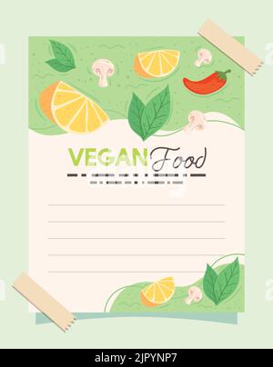 vegan food menu card Stock Vector