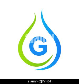 Letter G Drop Water Logo Design Vector Template. Minimal Water Logo Sign Stock Vector