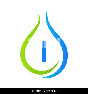 Letter I Drop Water Logo Design Vector Template. Minimal Water Logo Sign Stock Vector