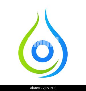 Letter O Drop Water Logo Design Vector Template. Minimal Water Logo Sign Stock Vector