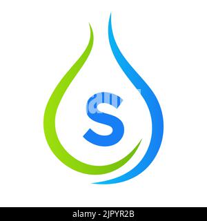 Letter S Drop Water Logo Design Vector Template. Minimal Water Logo Sign Stock Vector
