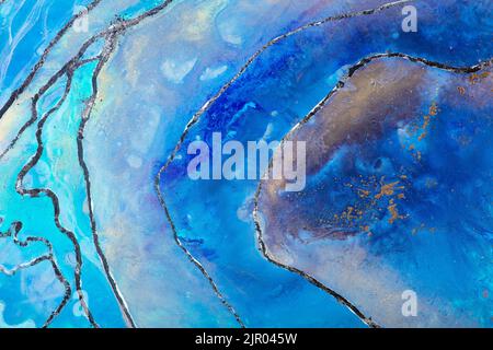 Abstract painting background in beautiful blue color, creative artwork. Hand drawn oil painting. Abstract art background. Oil painting on canvas Stock Photo