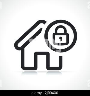 home lock secure icon black and white Stock Vector