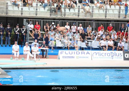 Rome, Italy. 18th Aug, 2022. At Foro Italico of Rome, day eight of European Aquatics Championship. In this picture: Diving 1 meter springboard man Jordan Houlden (Photo by Paolo Pizzi/Pacific Press) Credit: Pacific Press Media Production Corp./Alamy Live News Stock Photo