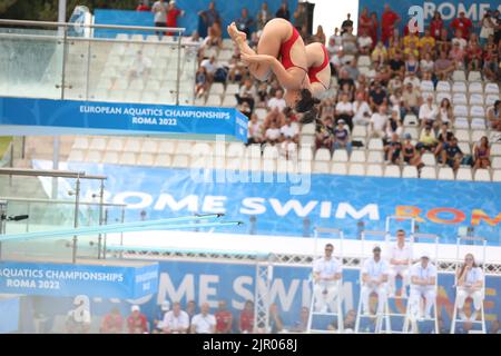 Rome, Italy. 18th Aug, 2022. At Foro Italico of Rome, day eight of European Aquatics Championship. In this picture: Diving sincronised 3 meter springboard woman Switzerland (Photo by Paolo Pizzi/Pacific Press) Credit: Pacific Press Media Production Corp./Alamy Live News Stock Photo