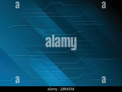 Dark blue abstract technology circuit board background. Futuristic vector design Stock Vector