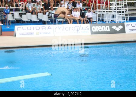 Rome, Lazio, Italy. 18th Aug, 2022. At Foro Italico of Rome, day eight of European Aquatics Championship. In this picture: Diving 1 meter springboard man Danylo Kolovalov (Credit Image: © Paolo Pizzi/Pacific Press via ZUMA Press Wire) Stock Photo