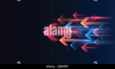 Modern abstract arrows moving at high speed. Colourful dynamic motion. Technology movement pattern for banner or poster design. Vector EPS10. Stock Vector