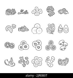 Vegetables color line icons set. Pictograms for web page Stock Vector