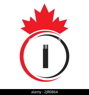 Letter I Maple Leaf Logo Template Symbol of Canada. Minimal Canadian Business, Company Logo Concept With I Alphabet Vector Stock Vector