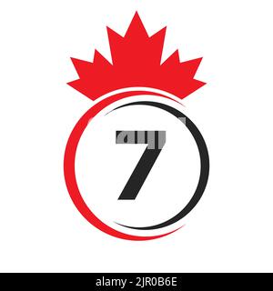 Letter 7 Maple Leaf Logo Template Symbol of Canada. Minimal Canadian Business, Company Logo Concept With 7 Alphabet Vector Stock Vector