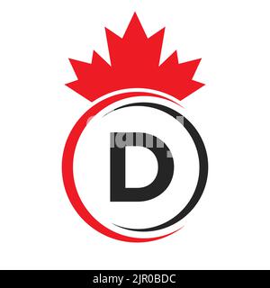 Letter D Maple Leaf Logo Template Symbol of Canada. Minimal Canadian Business, Company Logo Concept With D Alphabet Vector Stock Vector