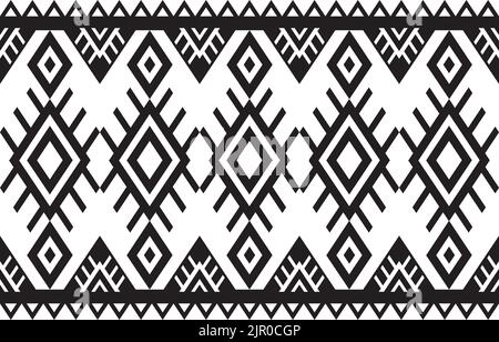 Black and white geometric ethnic seamless pattern traditional graphic design for decorating, wallpaper, fabric background, carpet, clothing, wrapping, Stock Vector
