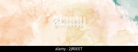 Abstract colorful watercolor horizontal texture rectangle background designed with earth tone watercolor stains. vector illustration Stock Vector