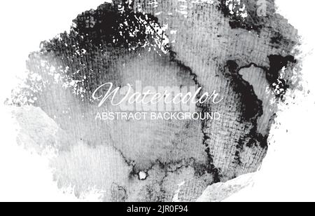 Abstract Black paint stroke texture on white paper watercolor horizontal texture rectangle background. Watercolor style texture. Delicate card. Elegan Stock Vector