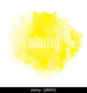 Yellow watercolor on white background. It is a hand drawn. The color splashing in the paper. Stock Vector