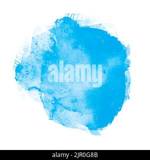 Blue watercolor on white background. It is a hand drawn. The color splashing in the paper. Stock Vector