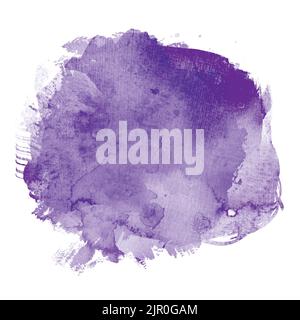 Purple watercolor on white background. It is a hand drawn. The color splashing in the paper. Stock Vector