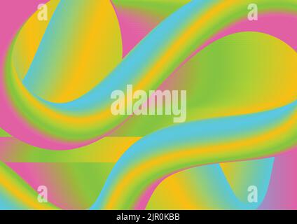 Colorful abstract gradient 3d liquid waves background. Vibrant flowing curves vector design Stock Vector