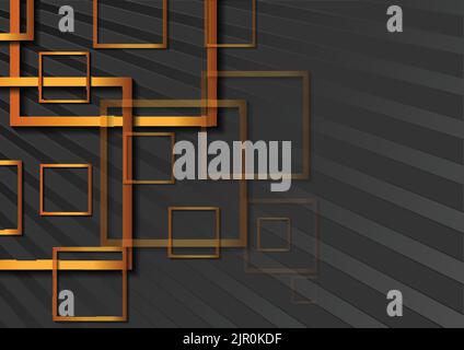Abstract geometrical background with bronze squares. Vector tech design Stock Vector