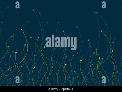 Colorful wavy lines circuit board connection background. Abstract technology vector design Stock Vector
