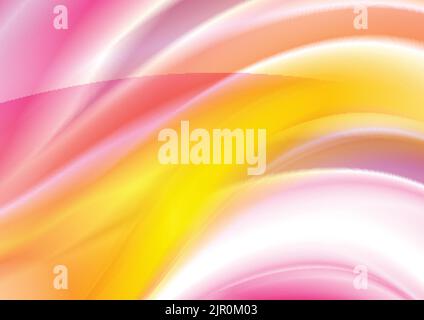 Colorful pink yellow smooth blurred waves abstract background. Vector shiny design Stock Vector