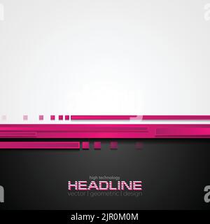 Pink and black hi-tech abstract corporate background. Vector technology geometric design Stock Vector