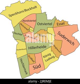Pastel tagged districts map of RECKLINGHAUSEN, GERMANY Stock Vector