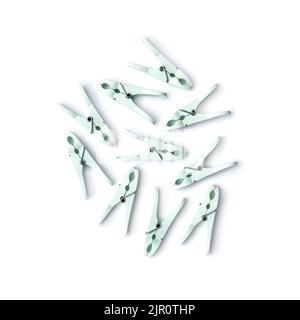 Clothespins isolated on white background Stock Photo