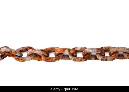 Large old rusty chain on white background Stock Photo