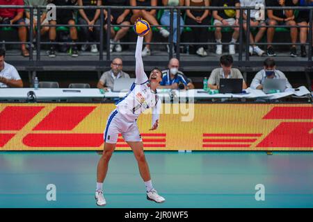 Simone Giannelli (Italy)  during  DHL Test Match Tournament - Italy vs Japan, Volleyball Intenationals in Cuneo, Italy, August 20 2022 Stock Photo