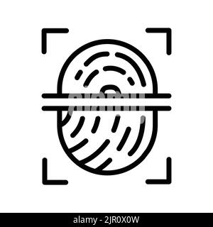 Fingerprint scan olor line icon. Pictogram for web page Stock Vector