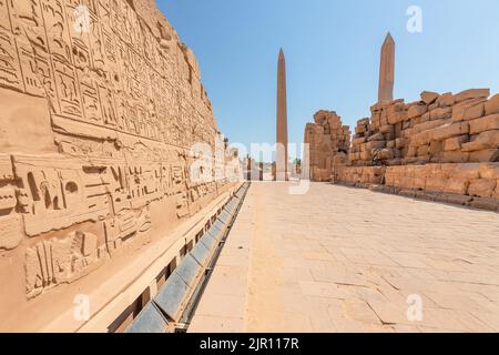 A view of huge Obelisks at the Karnak Temple, Luxor, Egypt Stock Photo