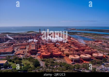 Aerial of Queensland Alumina Limited QAL smelter at Gladstone Queensland Australia Stock Photo